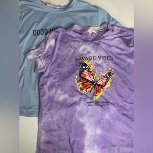 Set of Two | Slightly Used | Girls Tees | “Good Vibes” | Stella Tweed |